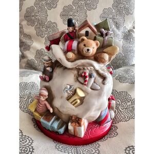 Schmid Musical Collectibles Santa Sack Toys Nutcracker Teddy Bear Music Box 1988